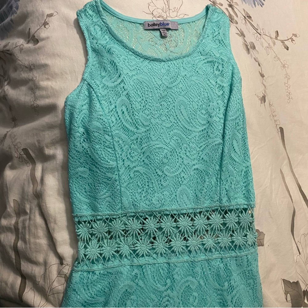BAILEY BLUE Cut Out Dress Lace Overlay Lined
